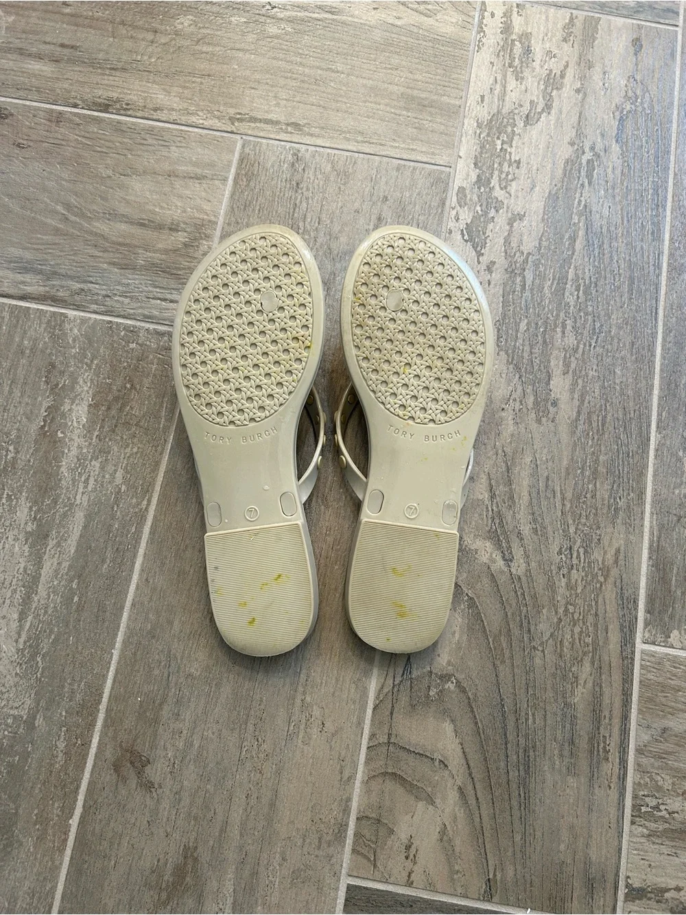 Tory Burch Nude Logo Stud Jellies